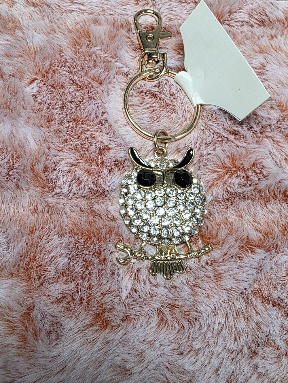Crystal Owl Keychain Bag Charm in Gold